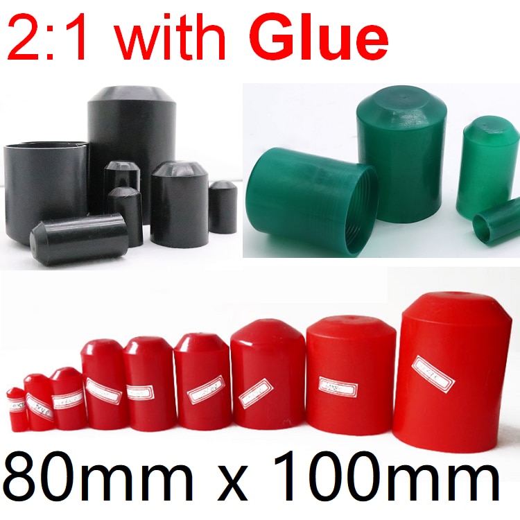 Heat Shrink End Seal Cap Dia 80mm x 100mm Length Cable Sleeve Adhesive Glue Lined Insulate Wrap Wire Protect Cover Bottom 35KV