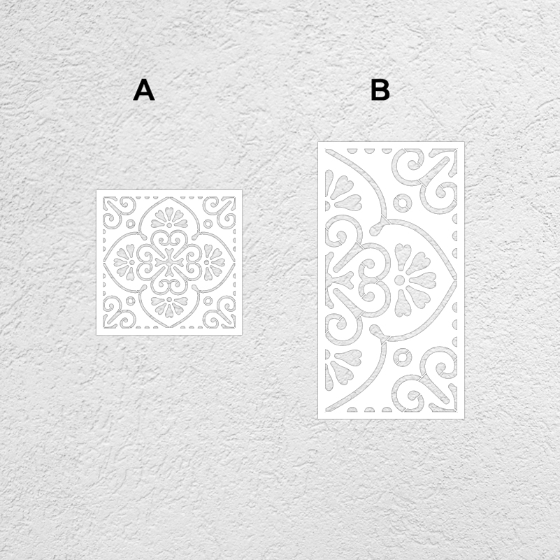 Plantilla de pintura para decoración de pared, plantilla de pintura de muebles de gran tradicional árabe africano antiguo con flores de estilo étnico S216, 40cm - 80cm: Azul / XL