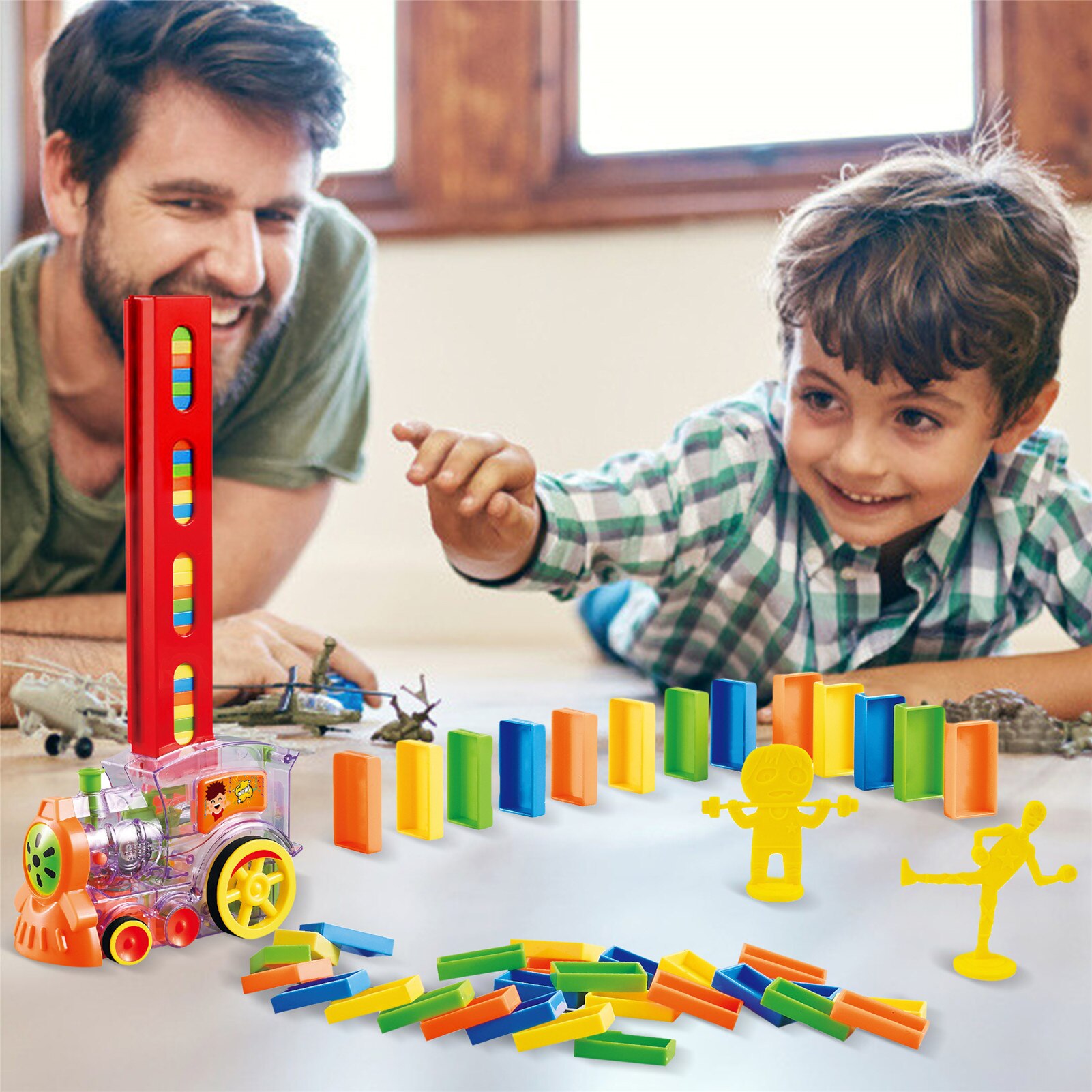 Elektrische Domino Zug Spielzeug Mit Lichter Geräusche Dominos-karte Auto Modell Fahrzeug Pädagogisches Hause Spielzeug Blöcke Spiel Für freundlicher Jungen Mädchen