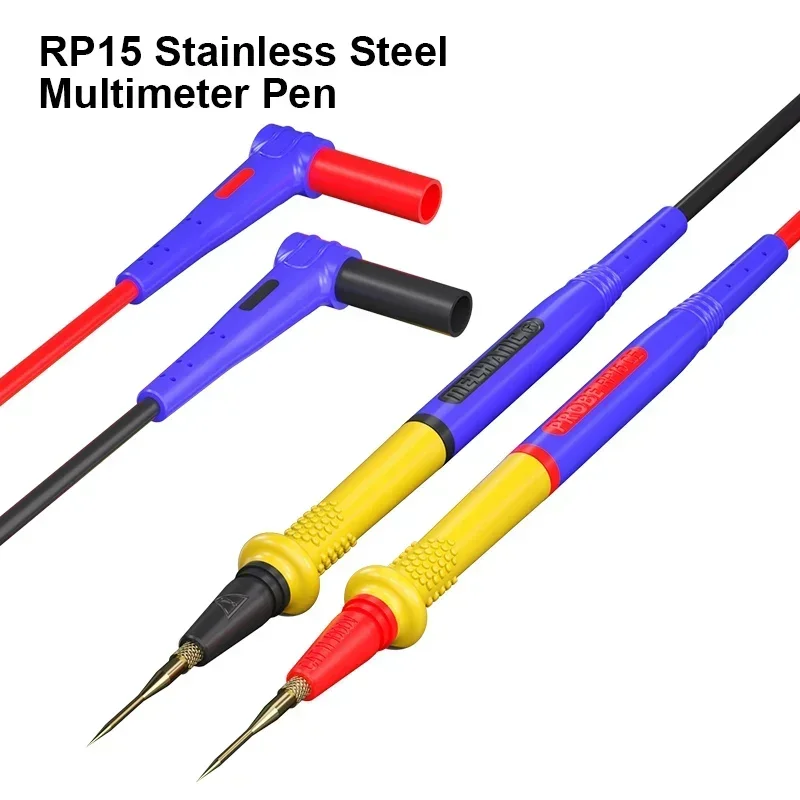 MECHANIC RP15 Stainless Steel Multimeter Pen 1000V 20A Wire Interchangeable Tips Universal Fine Point Needle Soft Test Probe