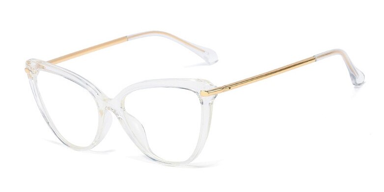 45963 Plastic Titanium Retro Cat Eye Brilmonturen Mannen Vrouwen Optische Mode Computer Bril: C5 clear
