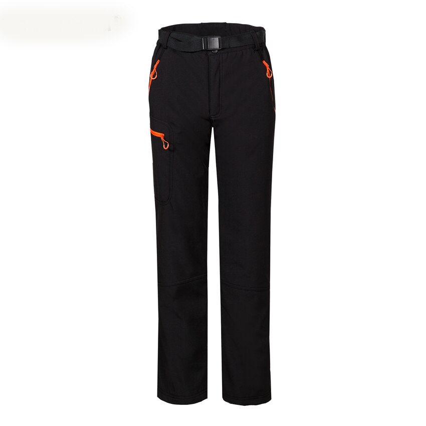 Mountainskin Women's Softshell Fleece Pants Winter Outdoor Hiking Trekking Camping Climbing Skiing Female Thermal Trousers VB096: Women Black Orange / Asian Size L