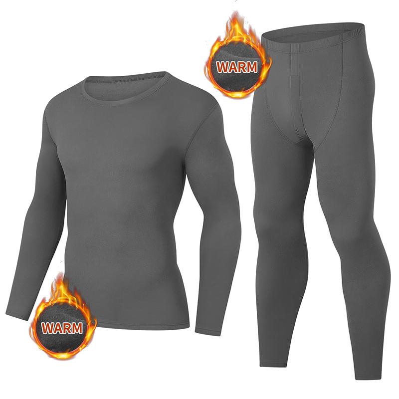 2/4 peças conjunto de roupa interior térmica masculina e adolescente simples e elegante manga longa camisa de fundo calças de cintura elástica p: S / Cinza escuro