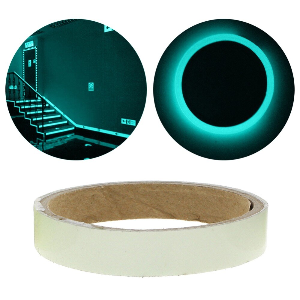 Cinta adhesiva fluorescente de noche luminosa de 2cm * 1m, autoadhesiva que brilla en la oscuridad, cinta de seguridad para hogar Decoración de advertencia