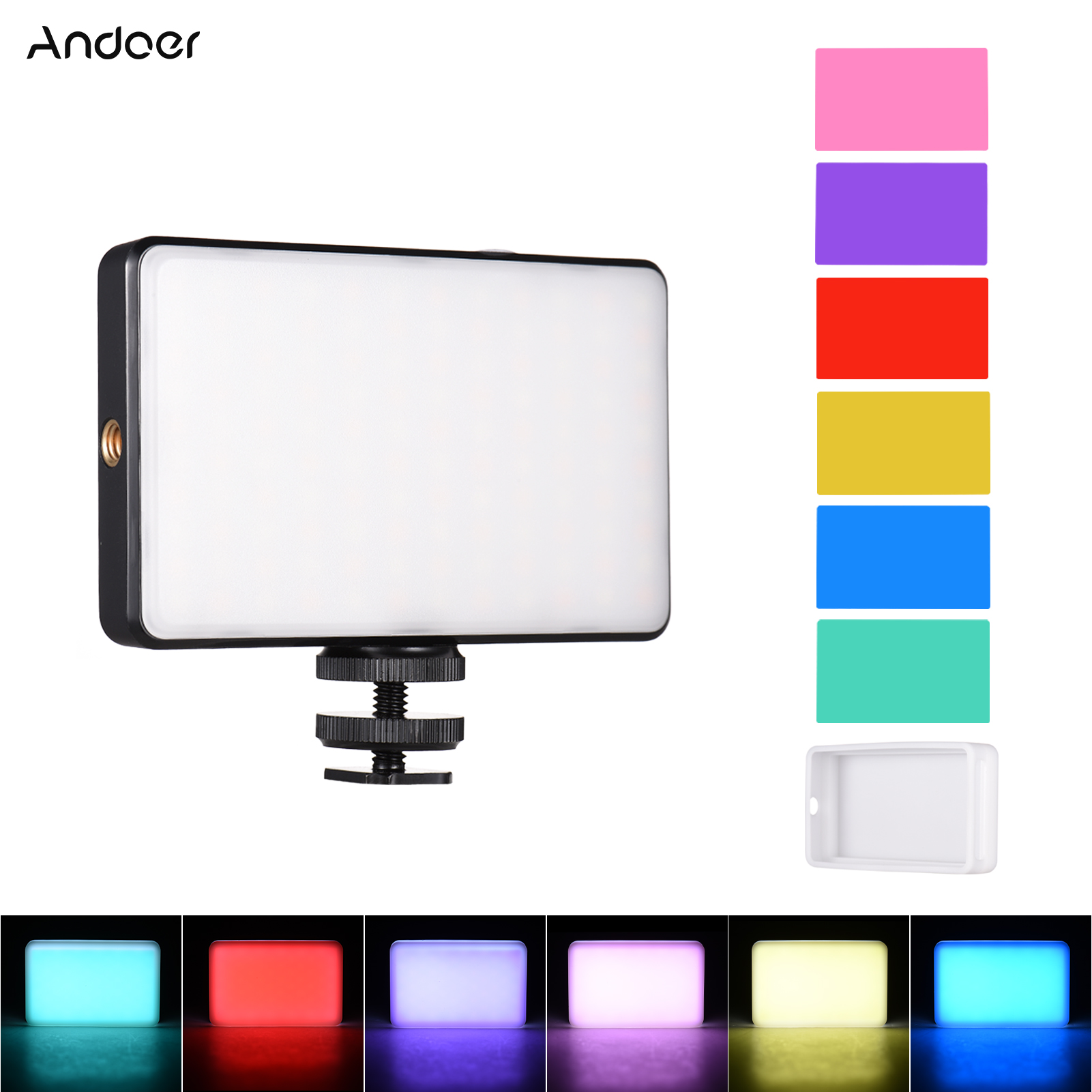 Andoer ST120 Pocket LED Video Light Rechargeable Fill Light 2500K-9000K Bi-color Temperature Dimmable CRI95+ w/ Silicon Diffuser