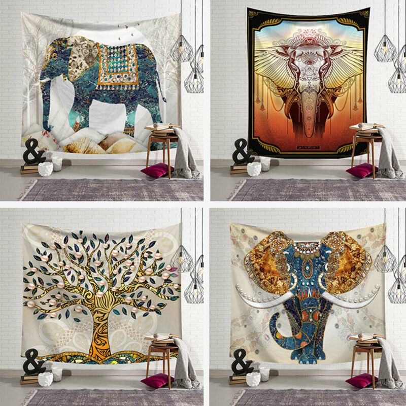 Indische Olifant Tapestry Mandala Hippie Art Muur Opknoping Wandtapijten Strand Handdoek Sprei Gooi YogaMat Tafelkleed Home Decor