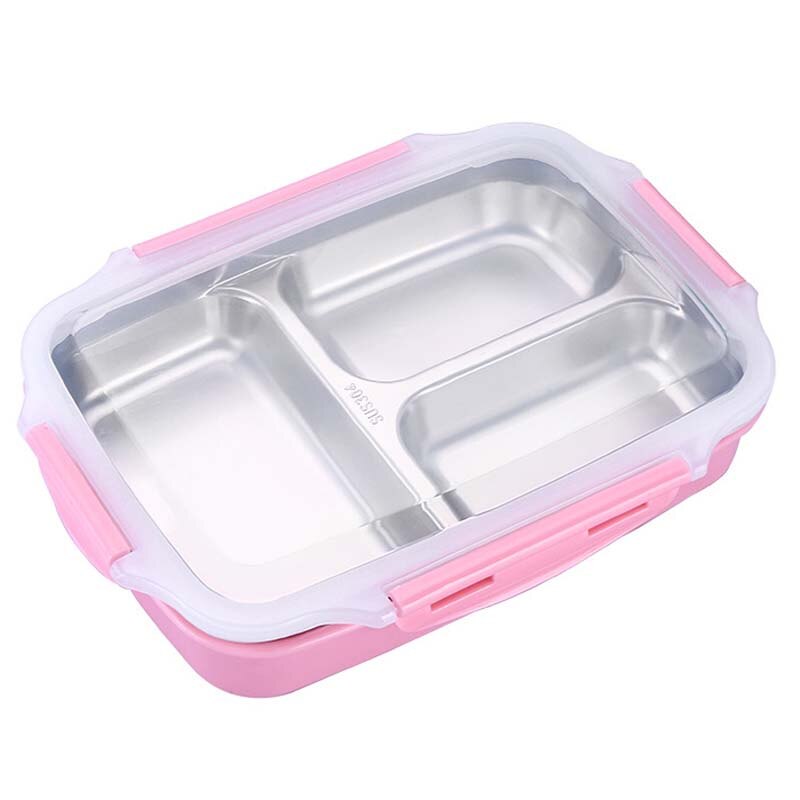 Caja de comida térmica 304 de acero inoxidable para bebés y niños, caja de comida para adultos, contenedor de comida japonesa a prueba de fugas, caja de comida portátil para Picnic: Rosa