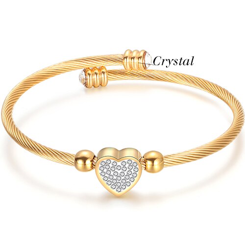 Pulsera de acero inoxidable con cuentas para mujer, brazalete con cristales,: SZ1144-GC