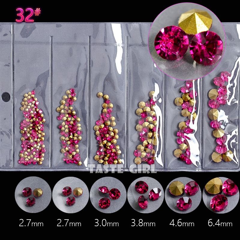 6 Gitter/Pack mischen 5 Größen Nagel funkeln V-Boden Scharf Diamant Edelsteine Arylic Nagel Kunst Strass Juwel dekorationen Manikübetreffend DIY GZ: GZZ32