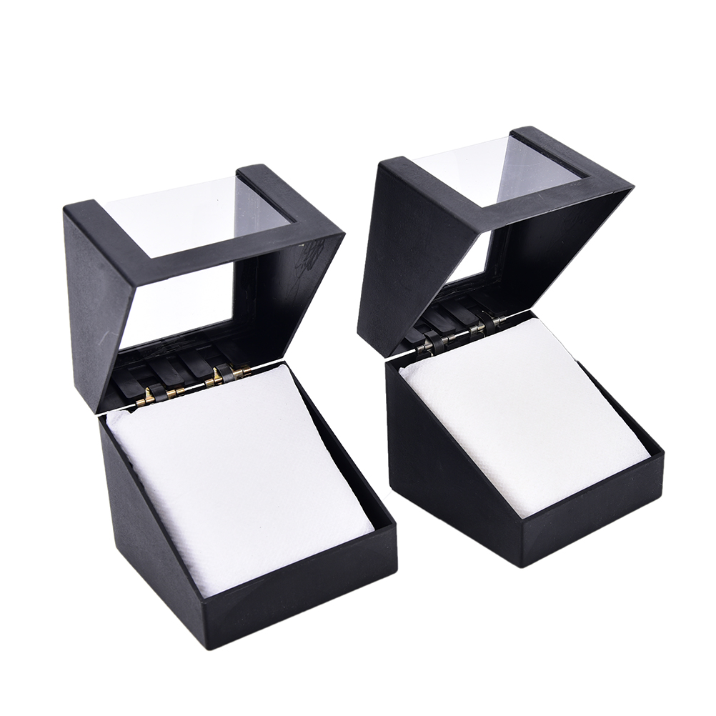 78*78mm Plastic Earring Display Storage Holder Jewelry Transparent Case Walentine's Day Anniversary Black Wrist Watch Box