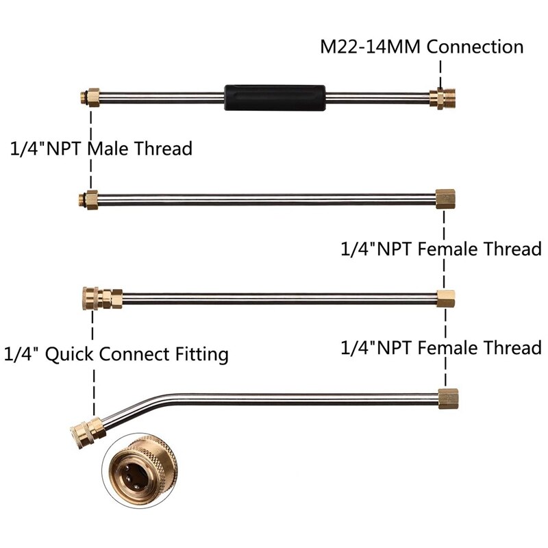 Pressure Washer Extension Wand System,75 Inch Replacement Lance, 1/4 Inch Quick Connect,Including Angled Rod and Coupler