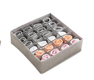 Opvouwbare Ondergoed Sokken Opbergdoos Wasbare Multi-grids Mesh organizer Voor Bras Knickers Thuis Garderobe Laden Organisatie: Light gray-24 grids