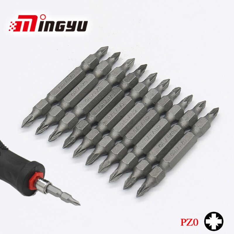 10PCS 1/4" Shank PZ0 PZ1 PZ2 PZ3 PH0 PH3 SL Screwdriver Bit Set 65MM Long Double End Philipps Pozi Slotted Screw Dirver Bits: PZ0