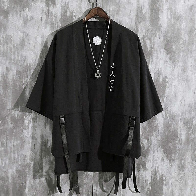 Summer Men&#39;s Haori Cardigan Kimono Men Shirt Samurai Japanese Clothing Robes Loose Tin Shirts Streetwear Asian Clothes Camisas