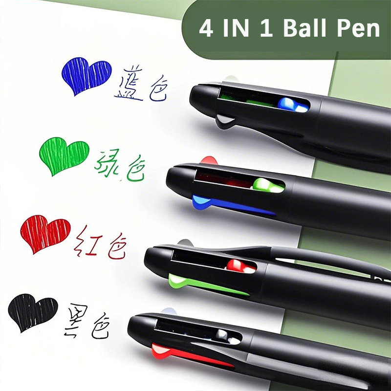Mehrfarbiger Kugelschreiber, 0,7 mm, einziehbarer farbiger Stift, 4-in-1-Tintenstift zum Zeichnen, Schreiben, Büro, Studentenbedarf