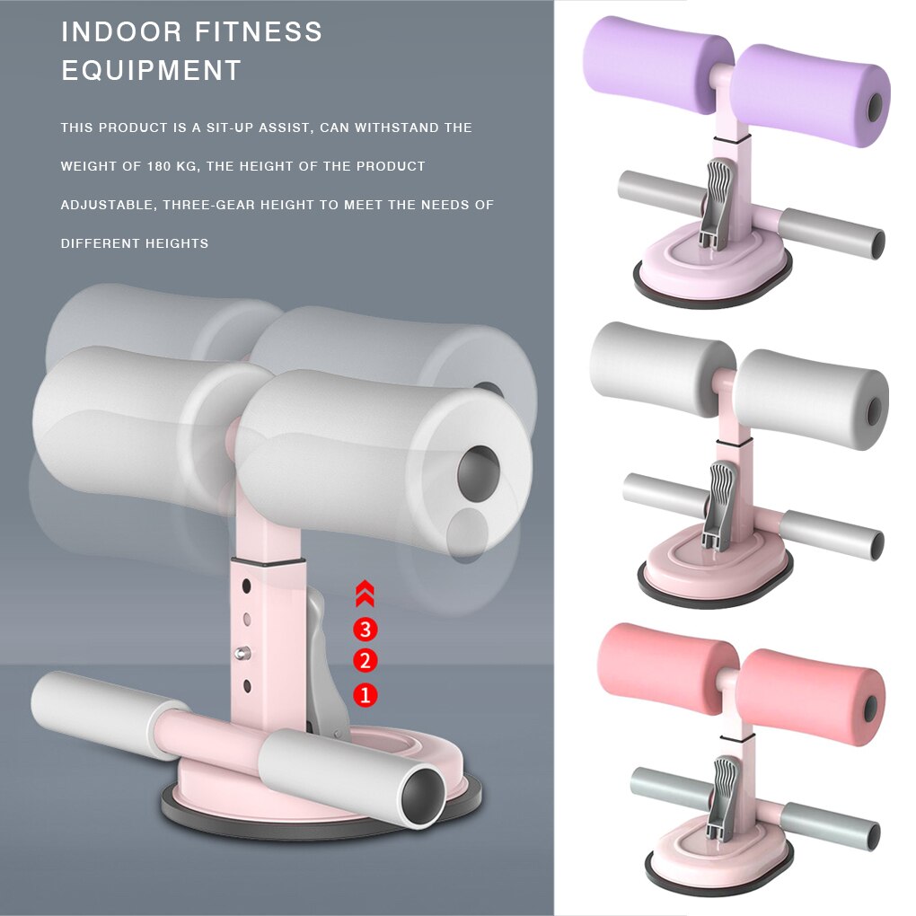 Sit Up Assistant Abdominal Core Workout Sit Up Bar Fitness Sit Ups Exercise Equipment Portable Suction Sport Home Gym: Pink
