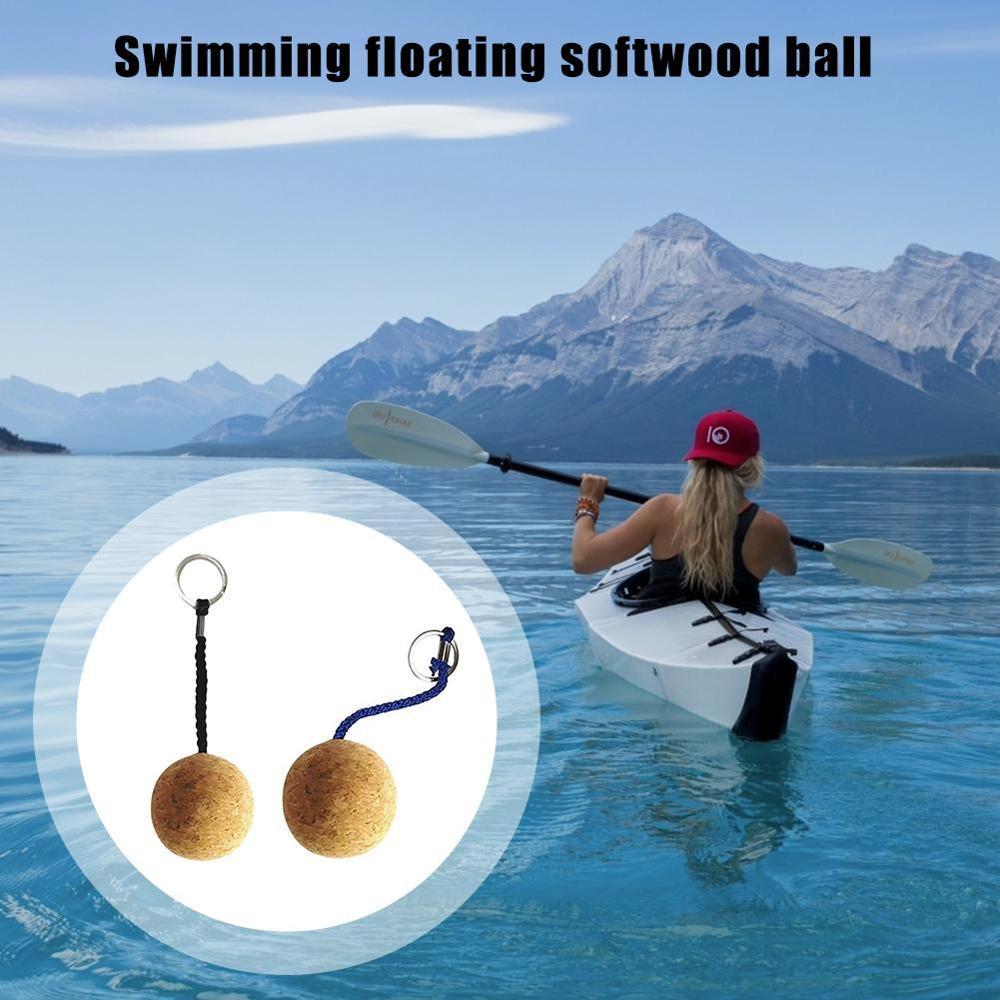 Svømning flydende kork bold rund kork bold nøglering kork bold holder rejse nøglering til vand kork sport strand  q8 g 4