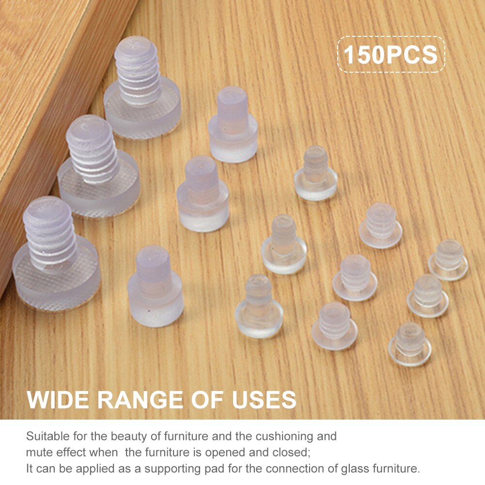 150Pcs Ingebed Pvc Zacht Patio Kast Clear Spacers Glazen Tafel Top Bumpers Stekkers Accessoires Meubels Pads Anti Botsing