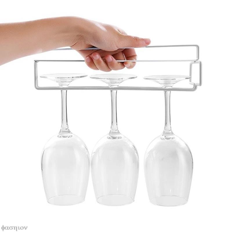 Stemware Inverted Storage Shelf Wine Glass Holder Hanging Iron Rack Champagne Goblet Cup Under Cupboard