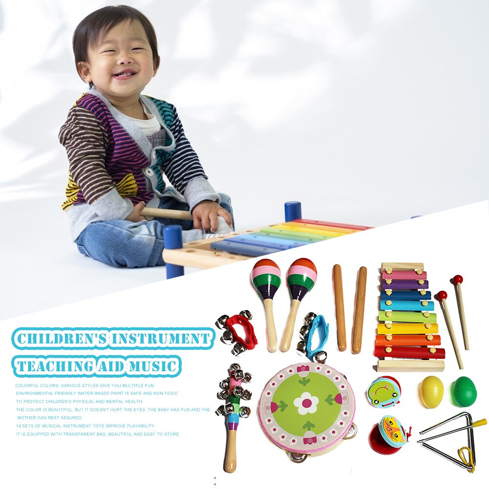 Muziekinstrumenten Voor Peuter Met Draagtas, 14 In 1 Muziek Percussie Speelgoed Set Voor Kinderen Met Xylofoon, rhythm Band