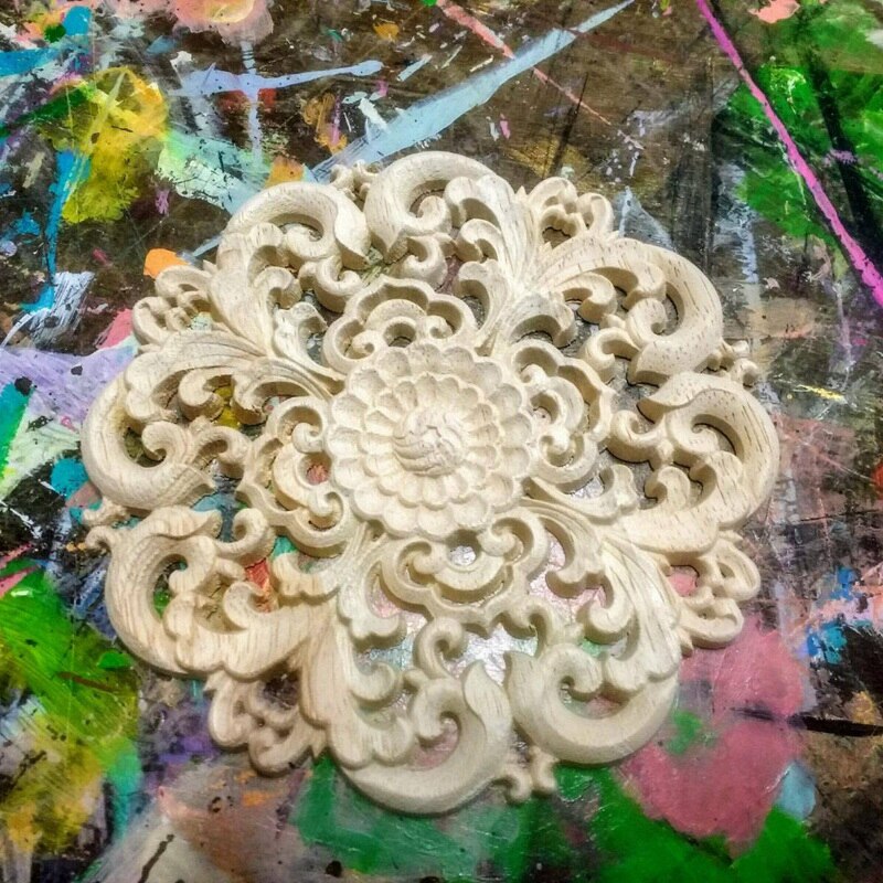 2 pièces meubles sculpture bois ornement pour placard porte fenêtre diamètre 15 cm