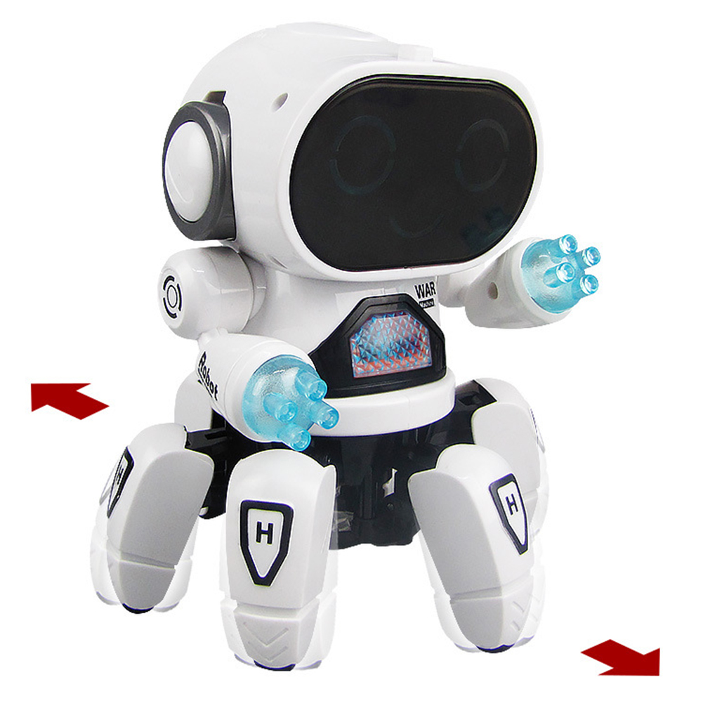 Robots inteligentes para niños, juguete de 6 garras, luz LED colorida, música, baile, Mini Robot eléctrico,