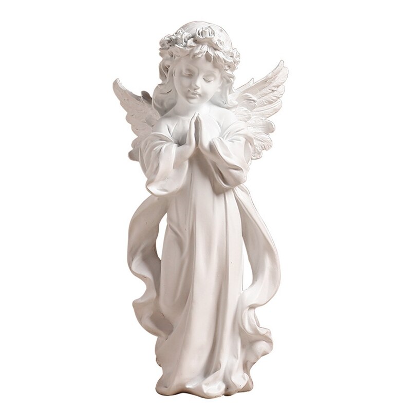 Figurines de fée en résine blanche Vintage, statue de fille ange créative nordique, décoration d&#39;intérieur de bureau pour la maison,: Default Title