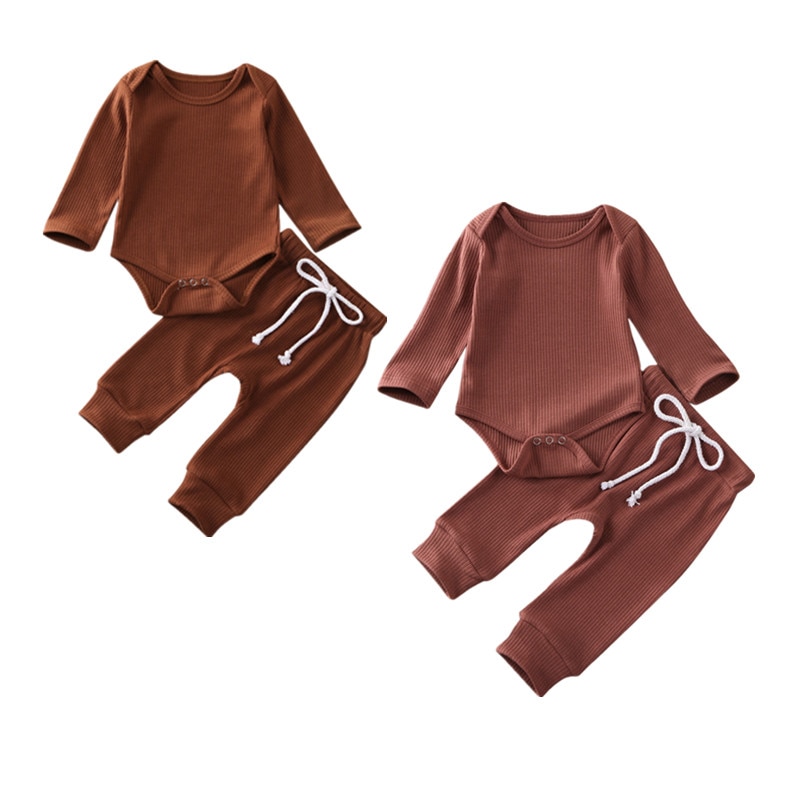0-24m børn baby dreng pige tøj langærmet romper toppe + lange bukser outfit sæt