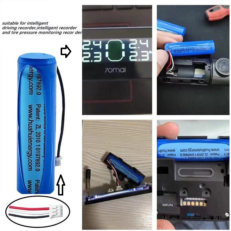 500mAh 3.7V Li-ion Battery for 70mai Smart Dash Cam pro A550S A800 Midrive D02 HMC1450 - Replacement Car Dash Camera Battery
