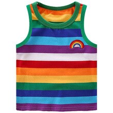 Novo design da criança crianças bebê menina sem mangas arco-íris camiseta listrado roupas roupas melhor venda listrado roupas: 7T