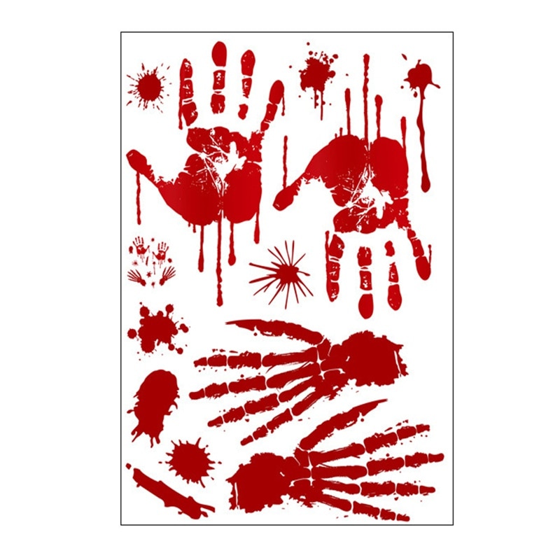 Halloween Bloody Sticker Horror Footprint Bloed Handafdruk Bloed Footprint Bat Glazen Vloer Halloween Party Trick Decoraties
