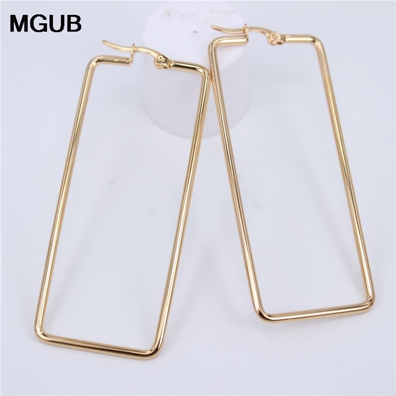 Kolczyki ze stali nierdzewnej geometryczne obręcz 53mm 63mm 73mm średnica duże gładkie koło kolczyki obręcz kolczyki dla kobiet biżuteria LH711