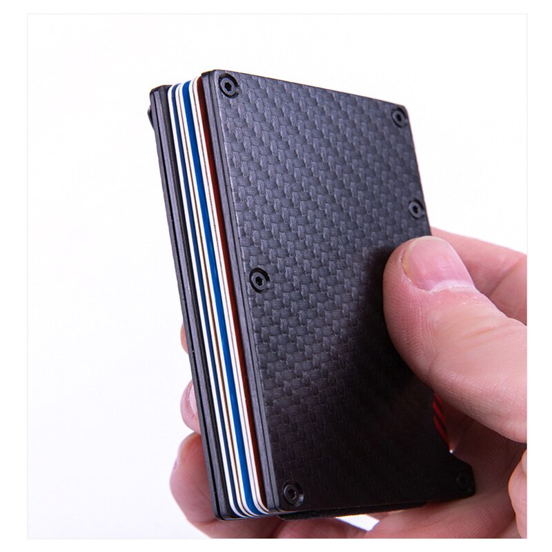 Slim Aluminum RFID Magic Wallet Carbon Fiber Card Holder fit 6 Bussiness Cards for Women& Mens