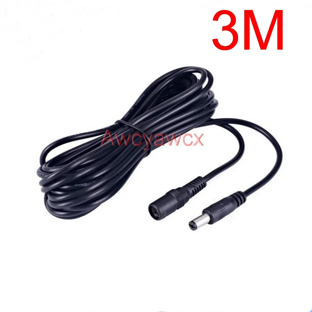 12V DC Power Supply Cable Extension Cord Female to Male Plug 5.5mm 2.1mm Adapter charger CCTV LED Light solar energy fan 5M 1M: black