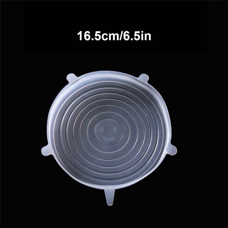 6 pièces/ensemble couvercle universel en Silicone alimentaire couvercles extensibles en Silicone pour ustensiles de cuisine: 1pc 6.5in