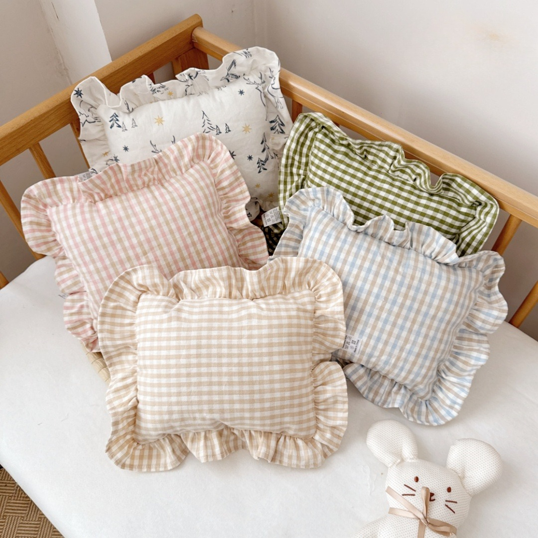 Baby Pillow with Ruffles Muslin Nordic Style Removable Washable Cotton Cushion for Baby Newborn Bedding Pillows 26*32cm