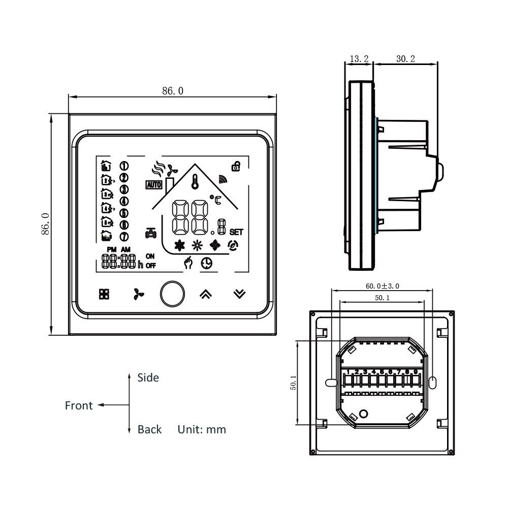WiFi Smart Thermostat Two /Four Pipe Voice Intelligent Room Thermostat Programmable Temperature Controller for Air Conditioner