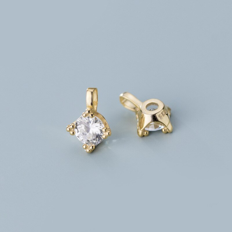 Amuletos de zirconio AAA únicos pavimentados de Plata de Ley 925 de , Color oro/plata 12,5mm, colgantes para brazalete S925, DIY, fabricación de joyería fina: gold 1pcs