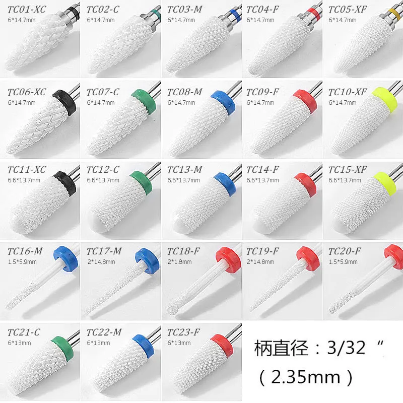 Brocas de cerámica para uñas, fresa, Lima, lima de uñas, cabeza de molienda, pulidor eléctrico de pedicura, pulidor de manicura, cutícula, herramientas de Arte de uñas limpias