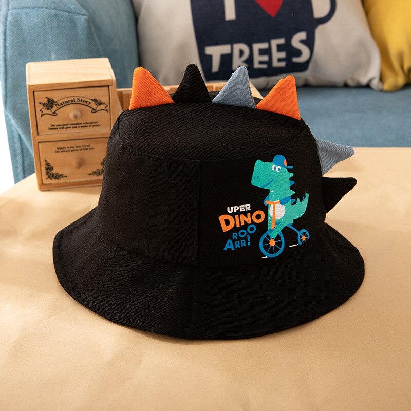 Sombrero de cubo de bebé de dinosaurio de dibujos animados, sombrero de Sol para bebé, niño y niña, sombrero de pescador para niño pequeño, gorra para niño