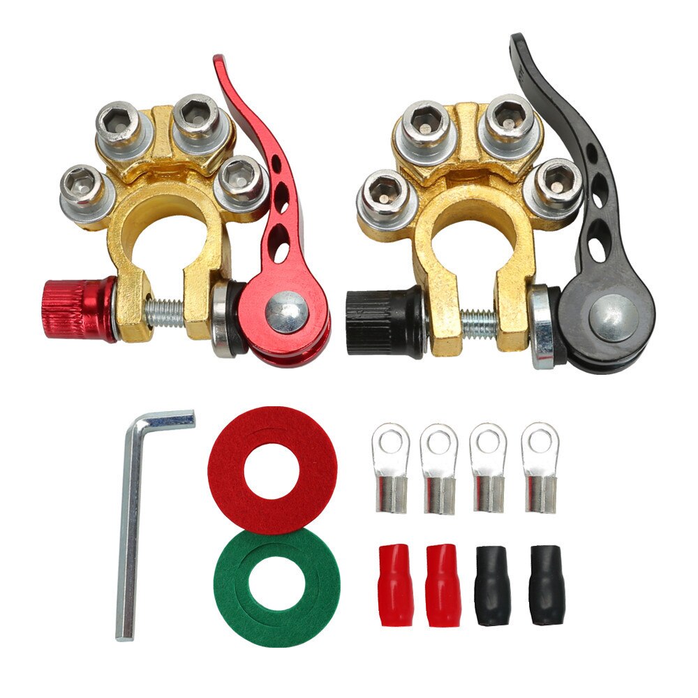 12V Car Battery Terminals Auto Battery Terminal Connector Battery Bornes Cable Terminal Adapter Copper Clamps Clip Screw