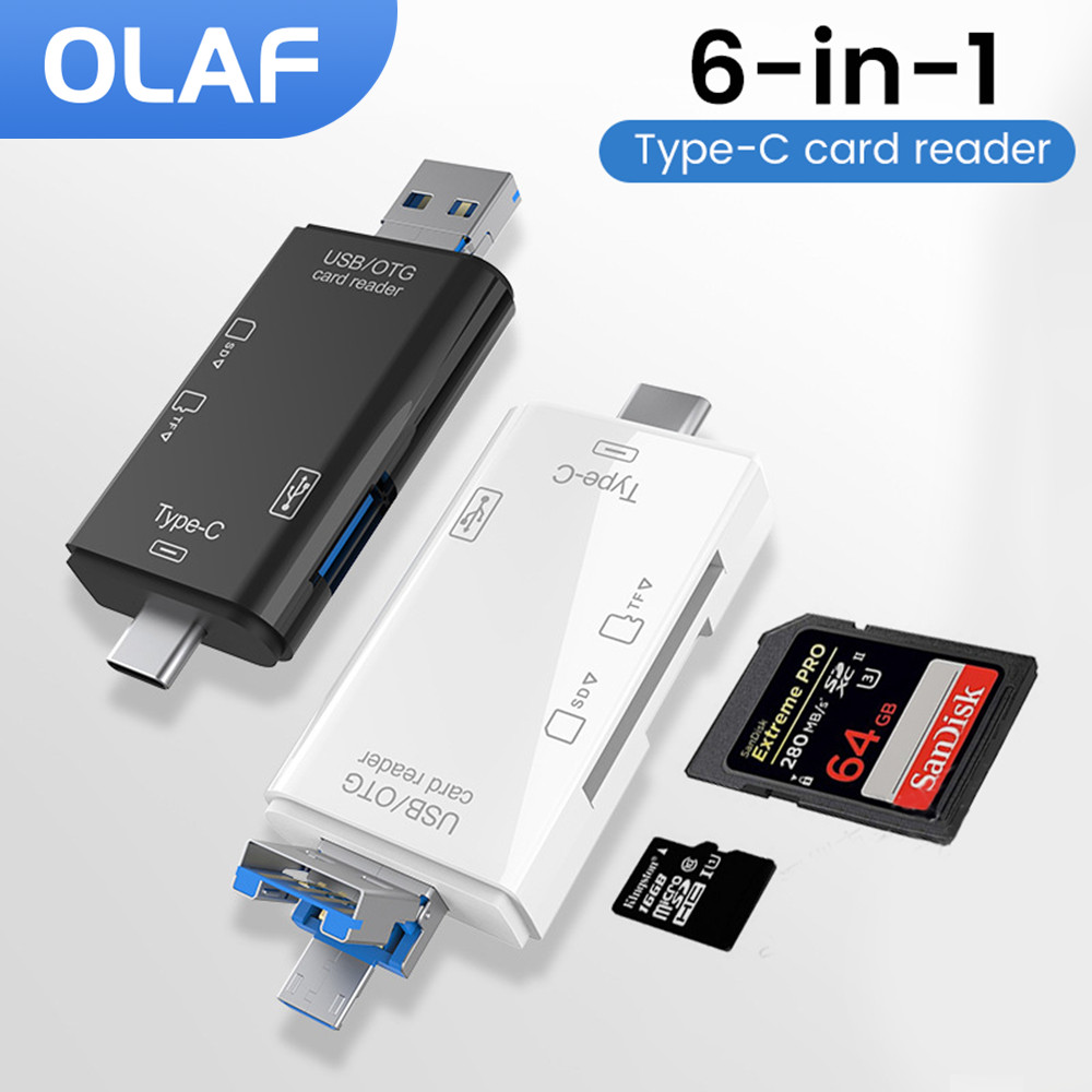 Czytnik kart 6 w 1 USB 3.0 typu C na SD Micro TF Adapter kart pamięci SD do laptopa Akcesoria OTG Flash Drive Smart Cardreader