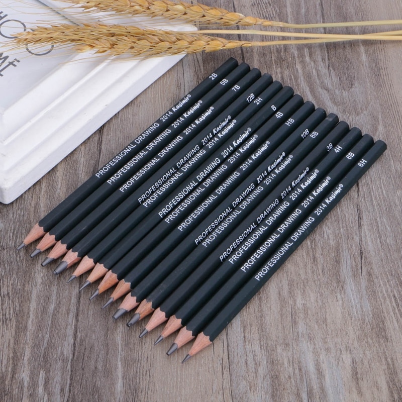14pcs Best 12B 10B 8B 7B 6B 5B 4B 3B 2B 1B HB 2H 4H 6H Graphite Sketching Pencils Pencil Set for Drawing