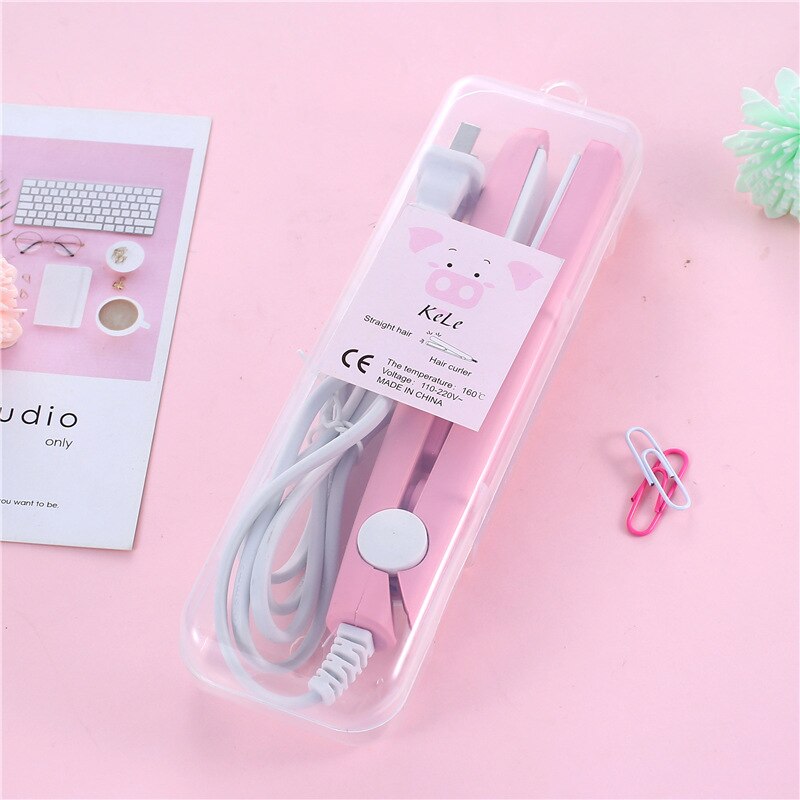 Cartoon Stijltang Krullend Haar Mini Student Kleine Power Meisje Air Pony Krultang Steil Volume Dual-Gebruik Rechttrekken Gereedschap: pink