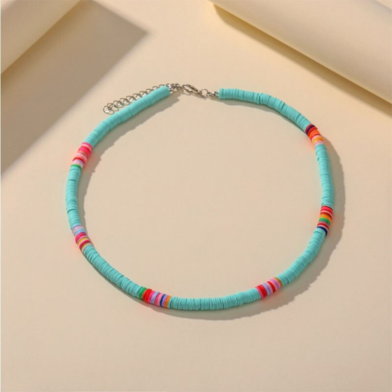 Bohemian etnische stijl ketting retro schijf ketting dames ketting strand veelkleurige polymeer klei sleutelbeen ketting: 1