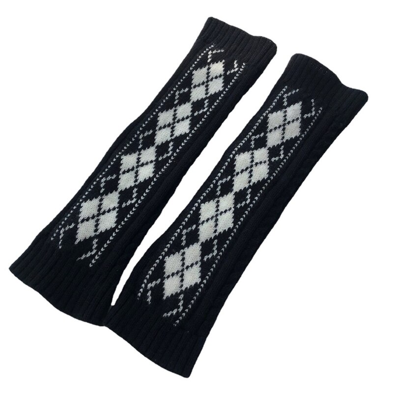 England Style Women Cable Knit Leg Warmers College Student Classic Vintage Argyle Diamond Plaid Foot Cover Calf Socks M6CD