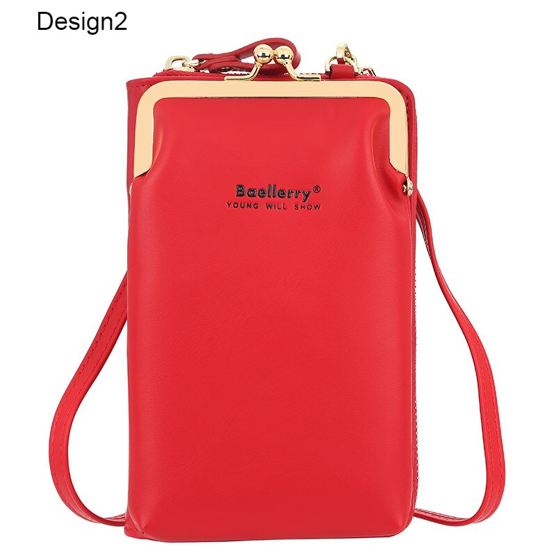 Colorful Small Cellphone Bag Female Daily Use Shoulder Bags Women Leather Mini Crossbody Messenger Bag Ladies Purse: Design2 Red