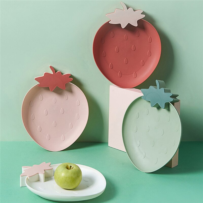 Food Tray Snack Dish Fruit Dry Food Plate Cute Candy Plate Strawberry Shape Fruit Household Plastic Serving Plate For Home