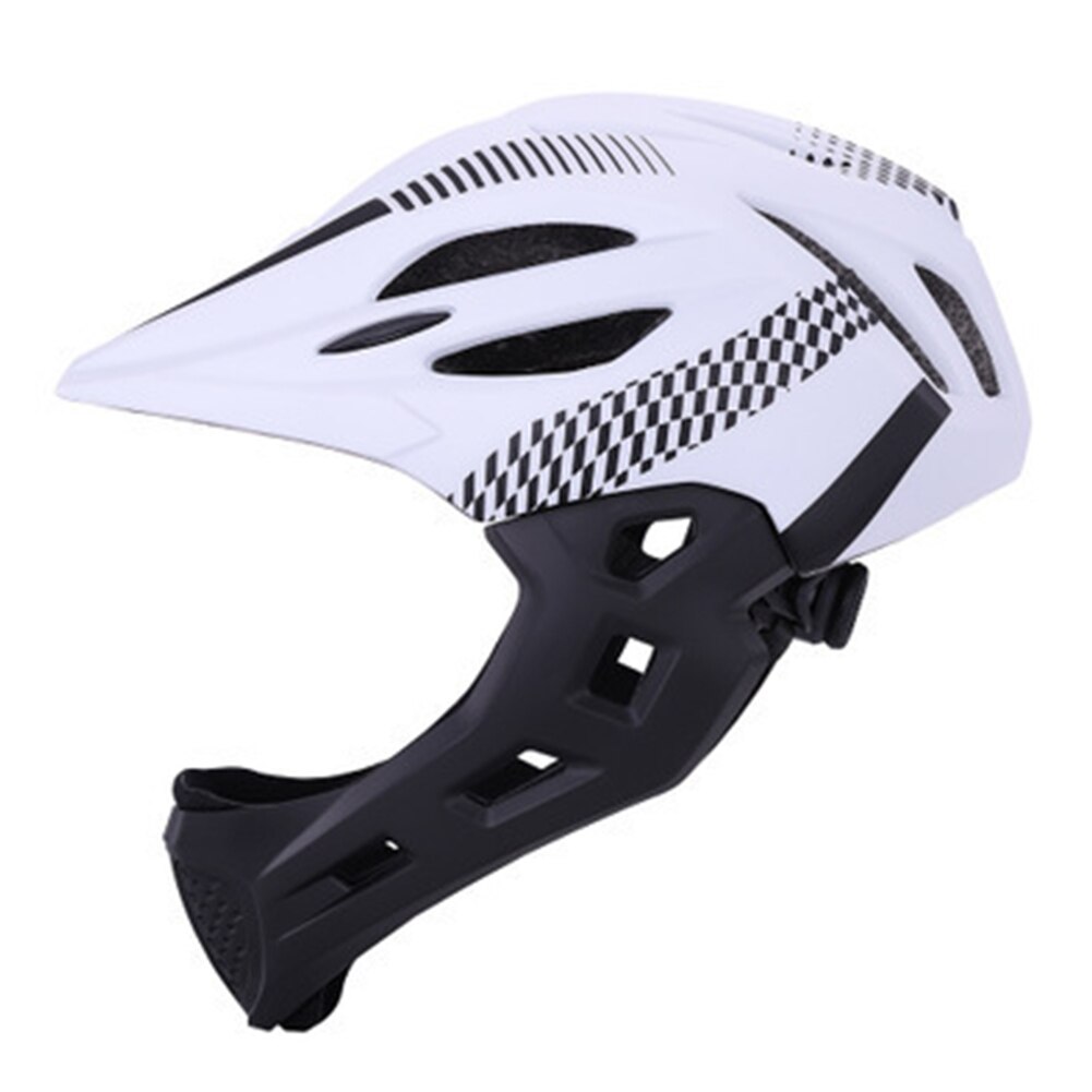 Riding Detachable Bicycle Helmet Unisex Chin Safe Full Face Cycling Protective Balance Bike With Rear Light Children Outdoor: White Black