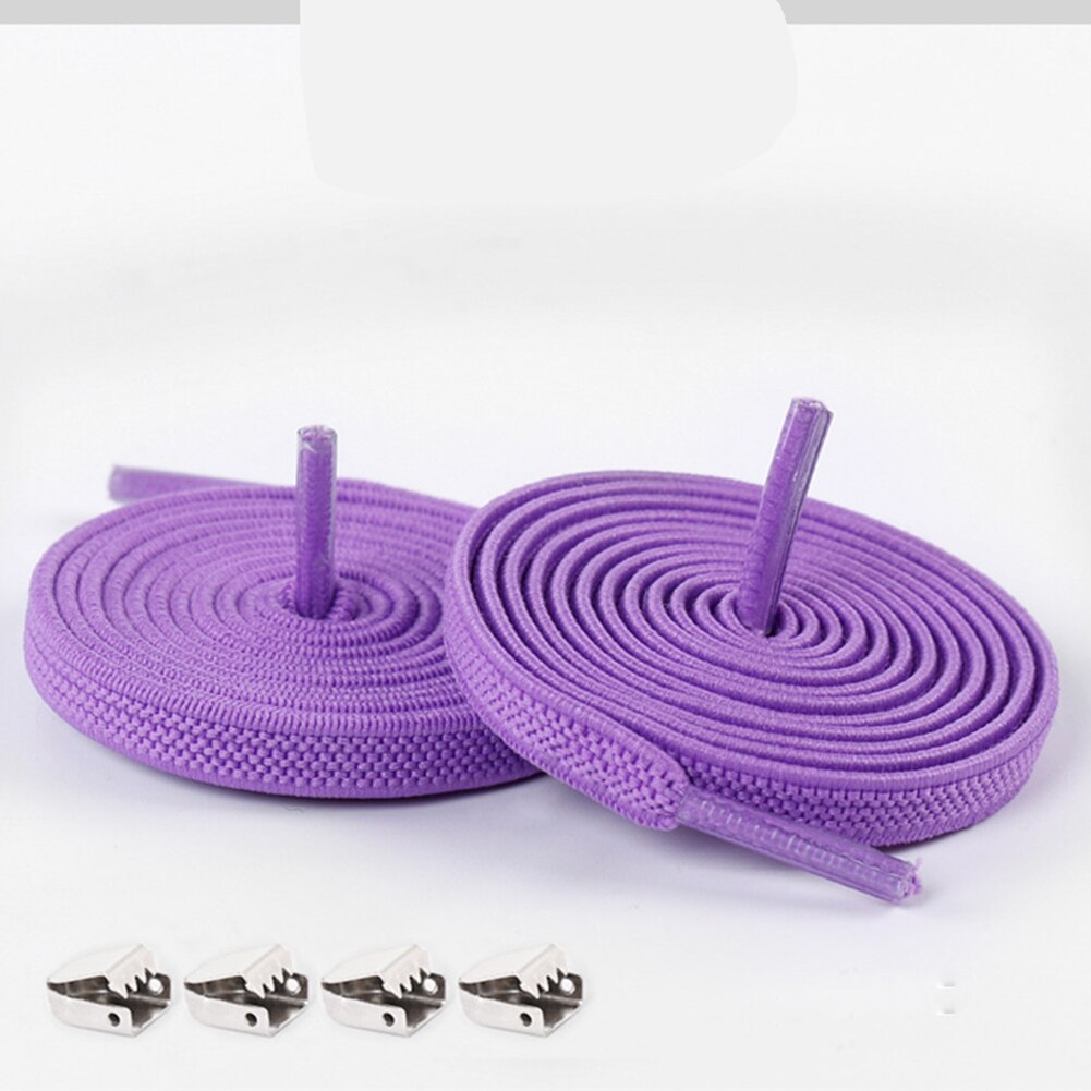 1 Paar Casual Geen Tie Schoenveters Voor Sneakers Stretch Elastische Lui Geen Stropdas Platte Veters 100 Cm Snoep Kleur sport Outdoor Strings: Paars